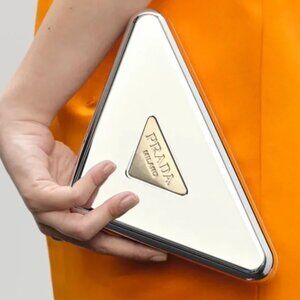 PRADA Triangle Chrome Clutch - Prada Beauty